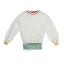 LONG SLEEVE SWEATER WITH COMBO STRIPED TRIMS