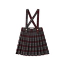 GREY PLAID PLEATED SUSPENDER SKIRT