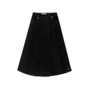 FRONT PLEATED CORDUROY SKIRT