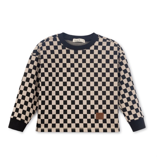[F24-WNTU217-BK] Checkered Sweatshirt