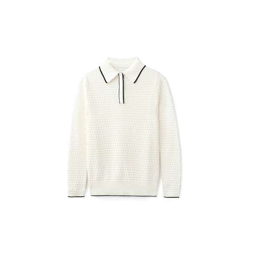 [BS-MNTB50] Tip End Textured Sweater With Collar