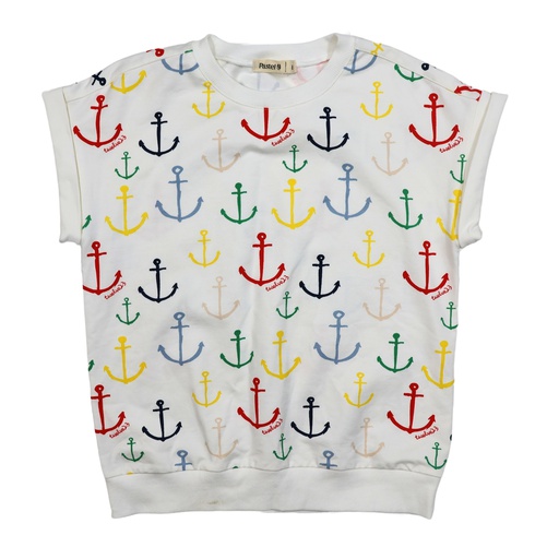 ANCHOR PRINT CAP SLEEVES SWEATSHIRT