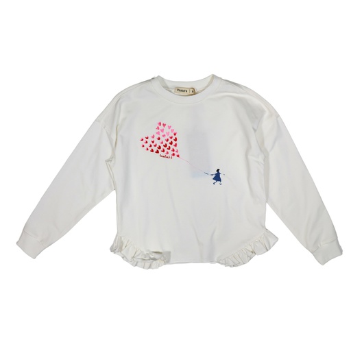 HEART ICON RUFFLED SWEATSHIRT