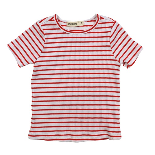 [S24-WNTB313-RS] STRIPED RIBBED SHORT SLEEVE TSHIRT