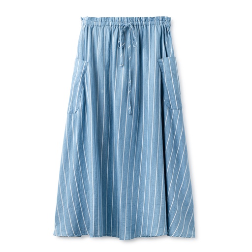 DENIM STRIPED MIDI SKIRT