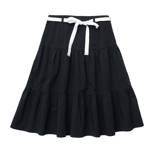 [S24-WSPT304-NV] TIERED SKIRT WITH BELT