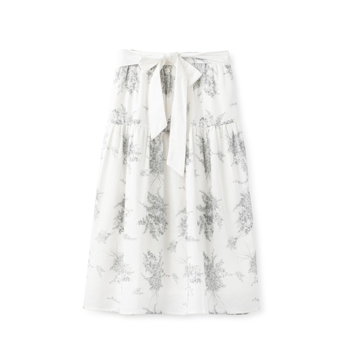 [S24-MSPT301-MM] PRINTED FULL MIDI SKIRT WITH BELT