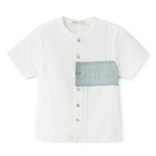 [S24-MTB305-WM] COLORBLOCK LINEN SHORT SLEEVE SHIRT