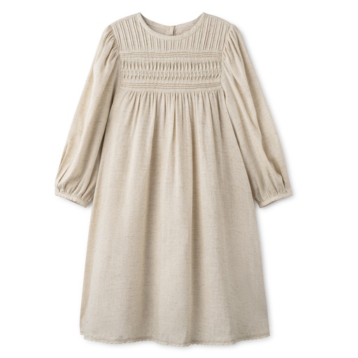 [S24-MDG303-FL] HIGH YOKE TUCKS LINEN DRESS