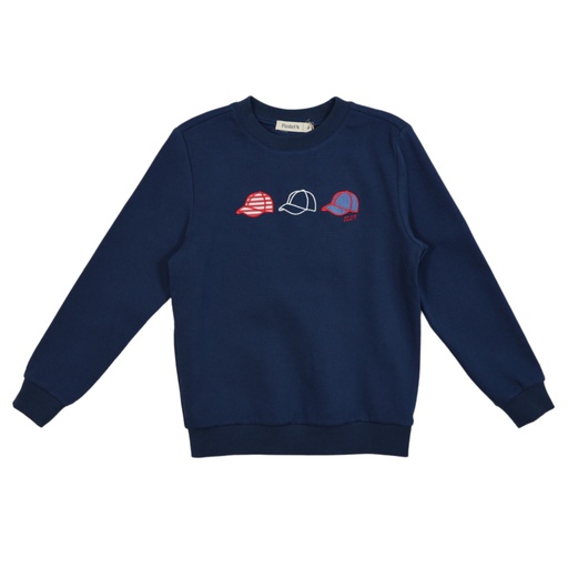 [S24-WNTU308E-BL] SWEATSHIRT WITH 3 BASEBALL CAPS