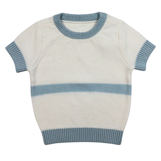 SHORT SLEEVE SWEATER WITH STRIPE