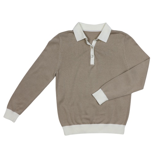 COLOR COMBO LONG SLEEVE POLO SWEATER