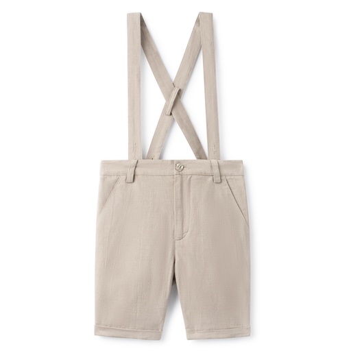 [S24-MPB301D-BG] LINEN SUSPENDER SHORTS