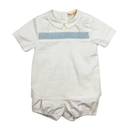 [S24-MMIB302-WH] BOYS SMOCKED BLOOMER SET