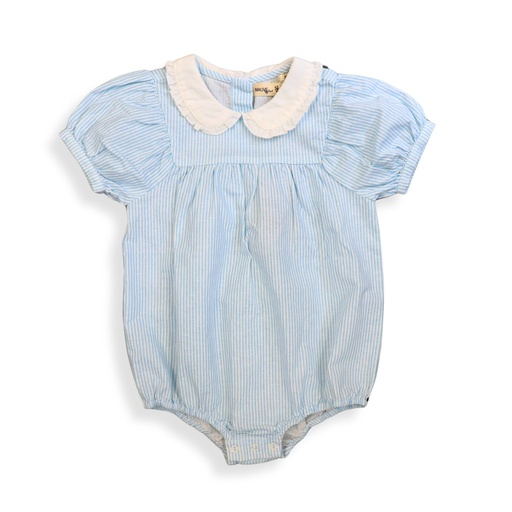 ROMPER WITH GATHERED YOKE AND RUFFLE PETERPAN COLLAR