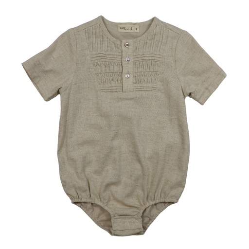 [S24-MMIB305-FL] SHORT ROMPER WITH TUCKS BIB