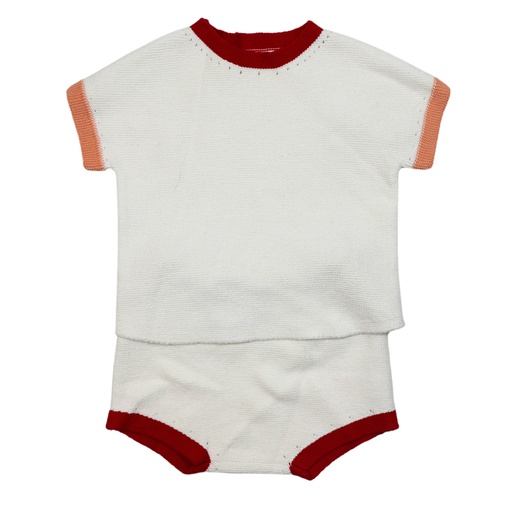 [S24-KIB301-WH] SWEATER KNIT SET WITH COLORED TRIMS