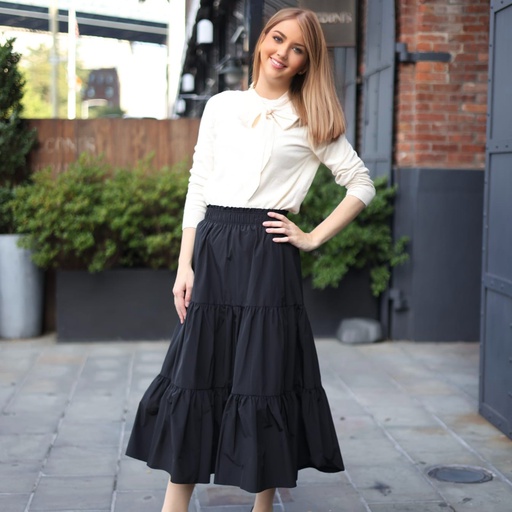 BLACK THREE TIERED SKIRT