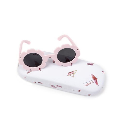 [S24-WAG302-PK-O/S] FLOWER SHAPE SUNGLASSES WITH CASE