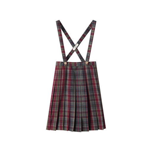 [F25-WS401-BP] PLAID PLEATED SUSPENDER SKIRT