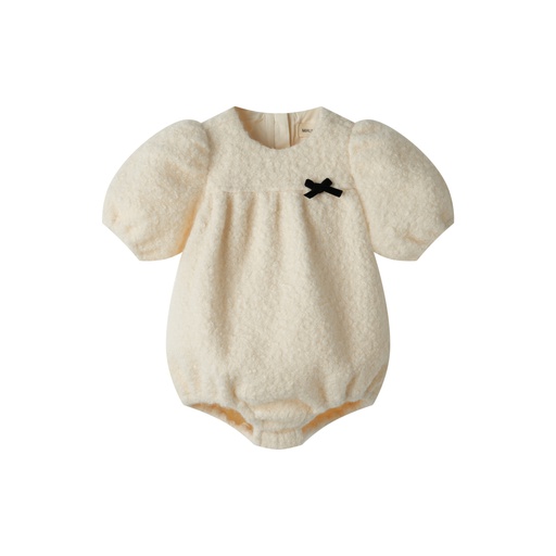 [F25-MBG401-CR] SHERPA ROMPER WITH BOW