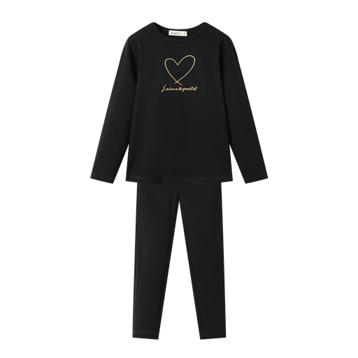 [S25-GP504-BK] PAJAMA SET WITH HEART