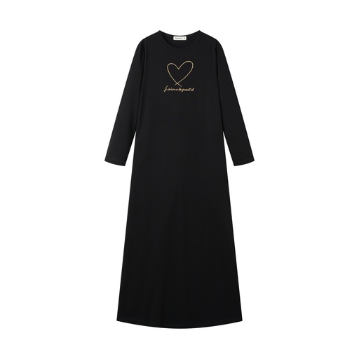 [S25-NG504-BK] NIGHTGOWN WITH HEART