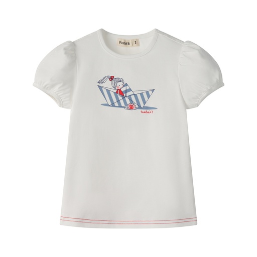 [S25-WGT511-WH] LITTLE GIRL SHORT SLEEVE SAILING TEE