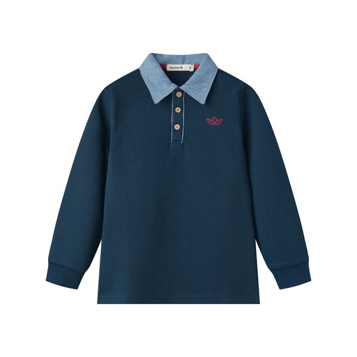 BOYS POLO WITH DENIM COLLAR