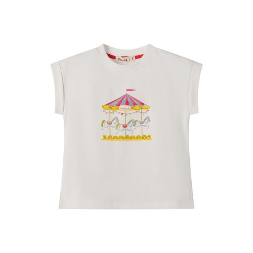 [S25-WUT506-WH] CAROUSEL PRINT SHORT SLEEVE SWEAT