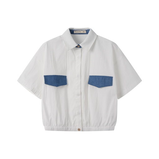 [S25-WGT522-WH] BUTTON DOWN SHIRT WITH SIDE BOWS