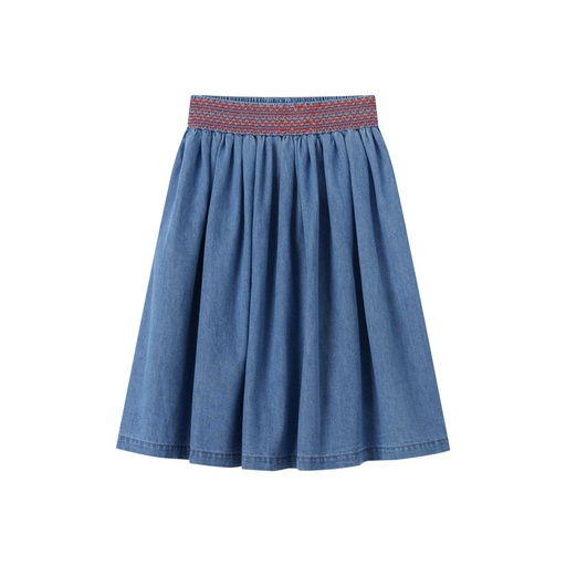 [S25-WS515-DM] DENIM SKIRT WITH SMOCKED WAIST