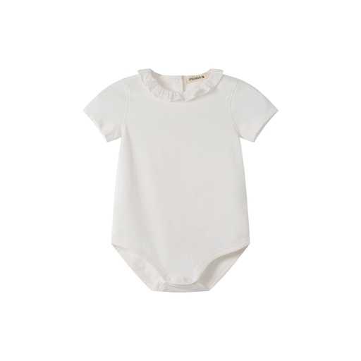 Short Sleeve Onesie With Ruffle Neck