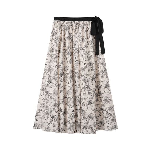 FLORAL SKIRT WITH SIDE TIE