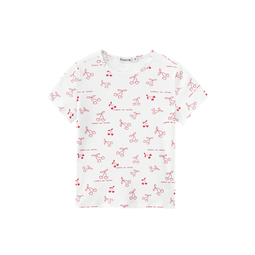 Short Sleeve Cherry Printed T-Shirt
